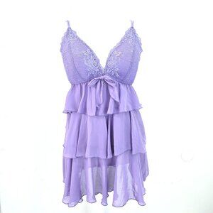 Vintage 90s Babydoll Lingerie Set Delicates Lavender Sheer Babydoll Women's L